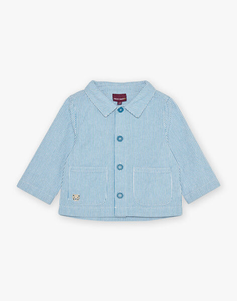 Gilet à rayures bleu azur et blanc FAESCAR / 23E1BGI1GILC218