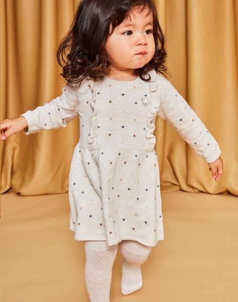 Robe en tricot à jacquard petits pois écru DAROXANE / 22H1BFY1ROB006