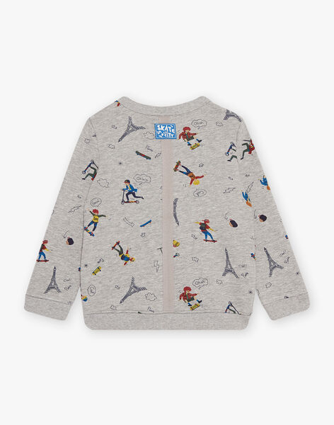 Sweat gris chiné à imprimé fantaisie DAJIRAGE / 22H3PGE1SWE943