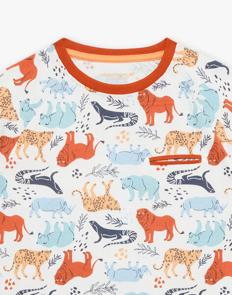 Pyjama écru et rouge à imprimé savane FLODRAGE / 23E5PG35PYJ001