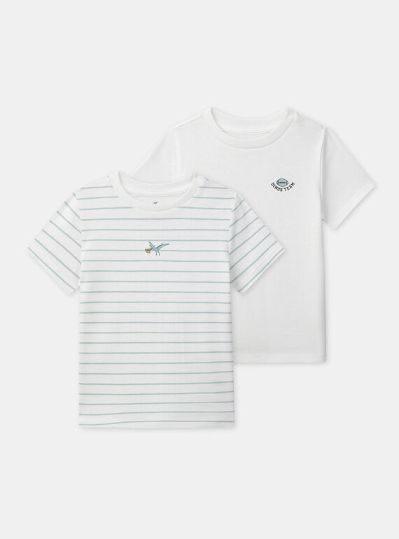 Lot de 2 t-shirts à rayures ou blanc uni Garçon  NUIRIBAGE / 25H5PGC1HLI001