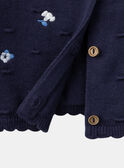 Cardigan bleu marine texturé à fleurs brodées LACORRINE / 24H1BFJ2CAR070