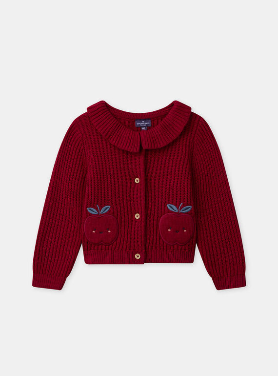 Cardigan rouge avec patch pommes et col volant Bébé Fille NAGISELLE / 25H1BFM2CAR050