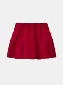 Jupe plissée rouge à poches brodées floral Fille NEJUPETTE / 25H2PFK1JUPF510
