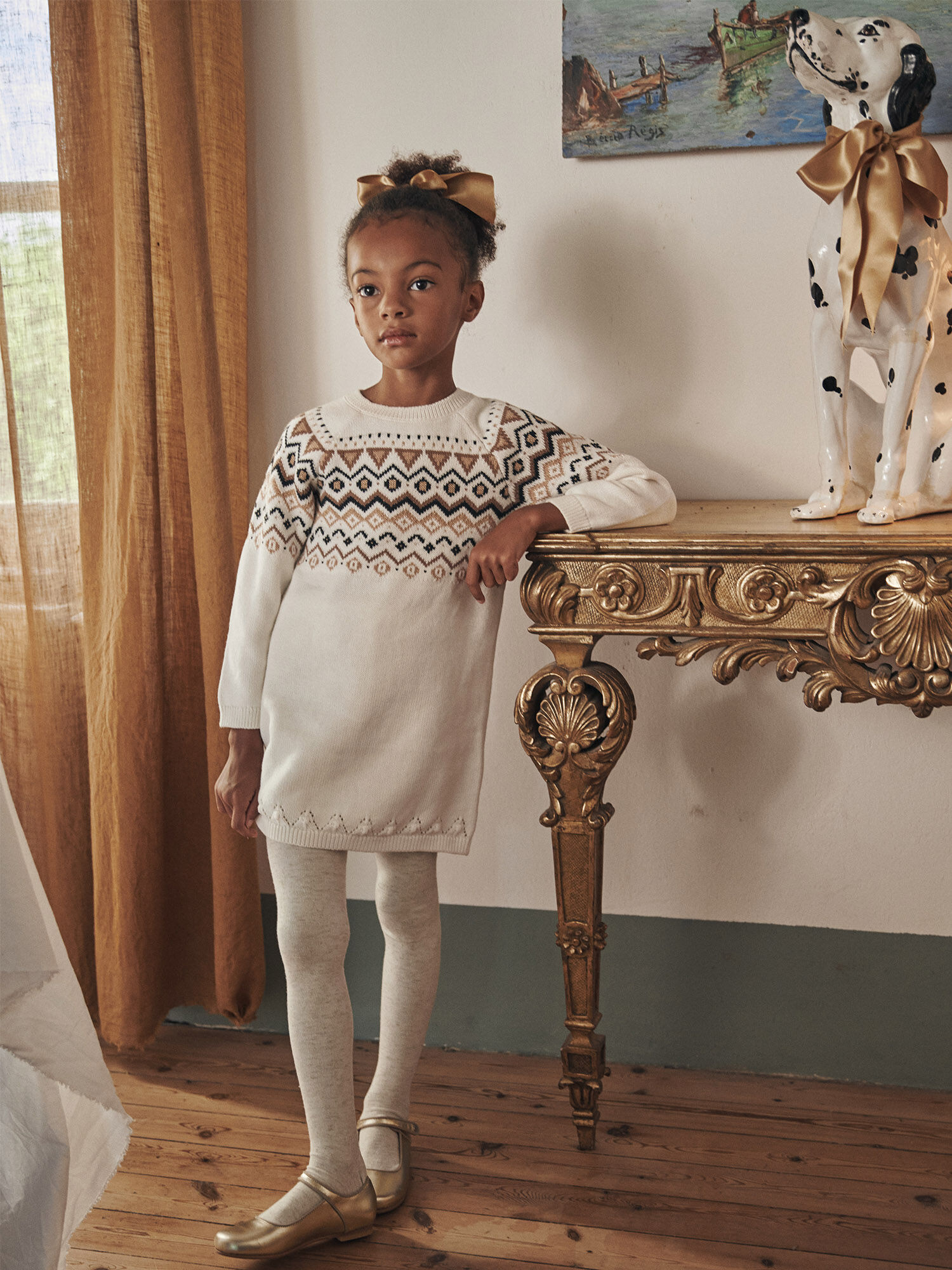Robe pull ecrue a motifs jacquard Fille Sergent Major
