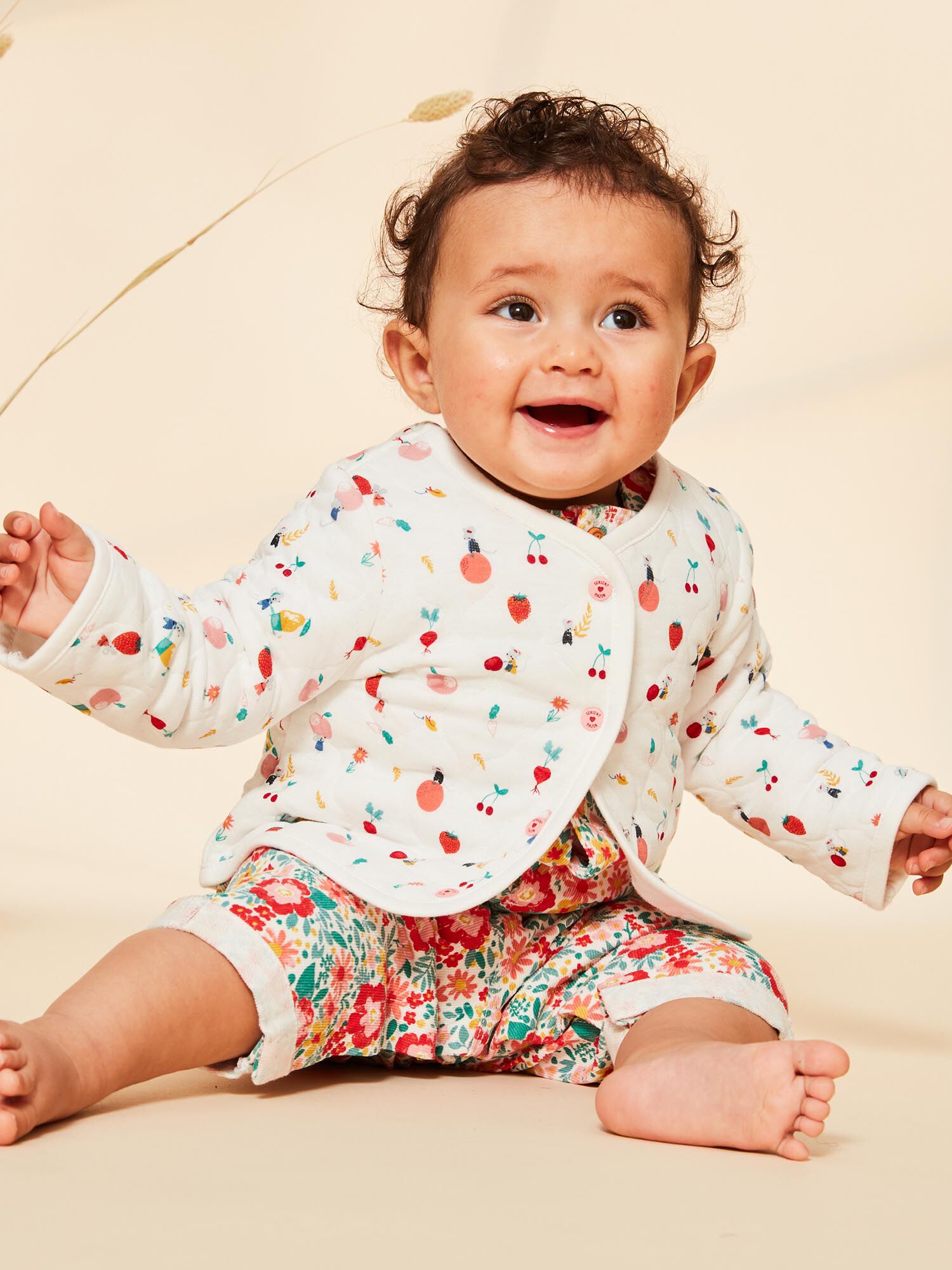 Gilet en tubique ecrue avec surpiqures Fille Sergent Major