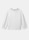 Blouse blanche à col brodés de fleurs et manches longues Fille NICLETTE / 25H2PFL1CHE001