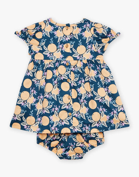Robe et culotte bleu-vert en satin à fruits FAPAULINE / 23E1BFO1ROB608