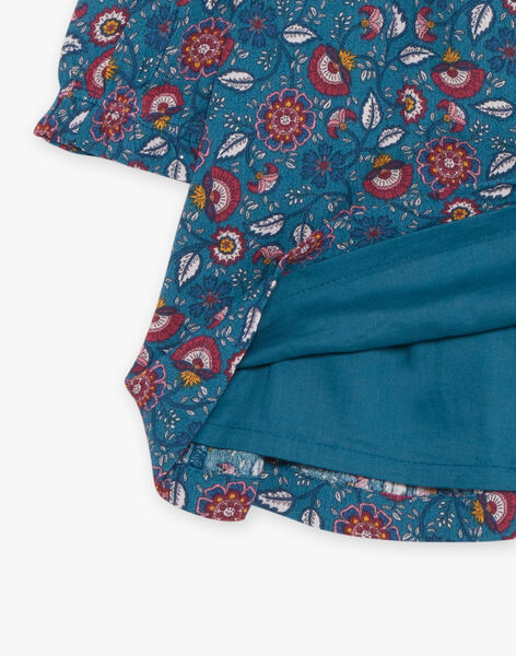 Robe bleu canard à imprimé fleuri DAMAURINE / 22H1BFU1ROB714