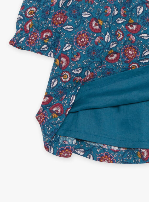 Robe bleu canard à imprimé fleuri DAMAURINE / 22H1BFU1ROB714
