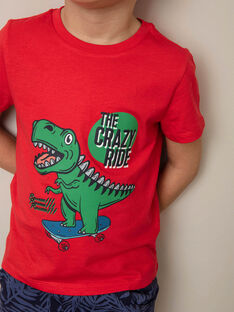 T-shirt manches courtes rouge imprimé dinosaure enfant garçon ZUZAGE3 / 21E3PGL2TMC050