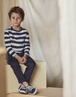 T-shirt à rayures écrues et bleu marine et poche enfant garçon CAXIOLAGE1 / 22E3PGF2TML705