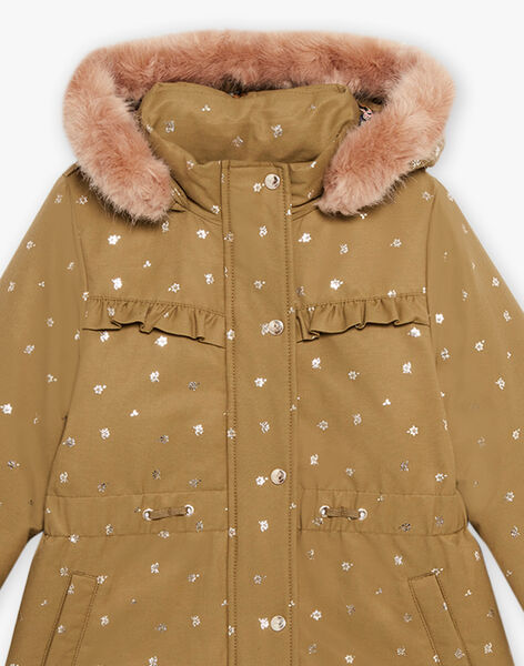 Manteau 3 en 1 kaki à fleurs dorés DRAKALETTE / 22H2PFM1PAR604