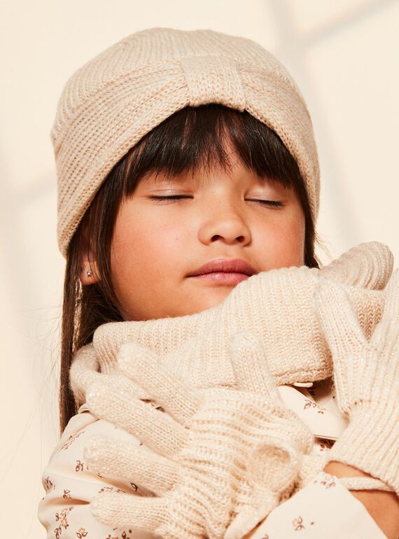 Bonnet beige en tricot FRABONETTE / 23E4PF51BON808