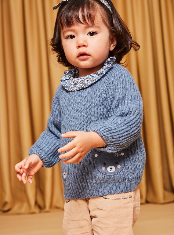 Pull bleu gris en tricot DAROMY / 22H1BFY1PULC206
