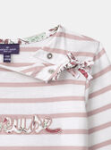 T-shirt à rayures rose avec patch "Rêveuse" Fille NIRAYETTE / 25H2PFL2TML001