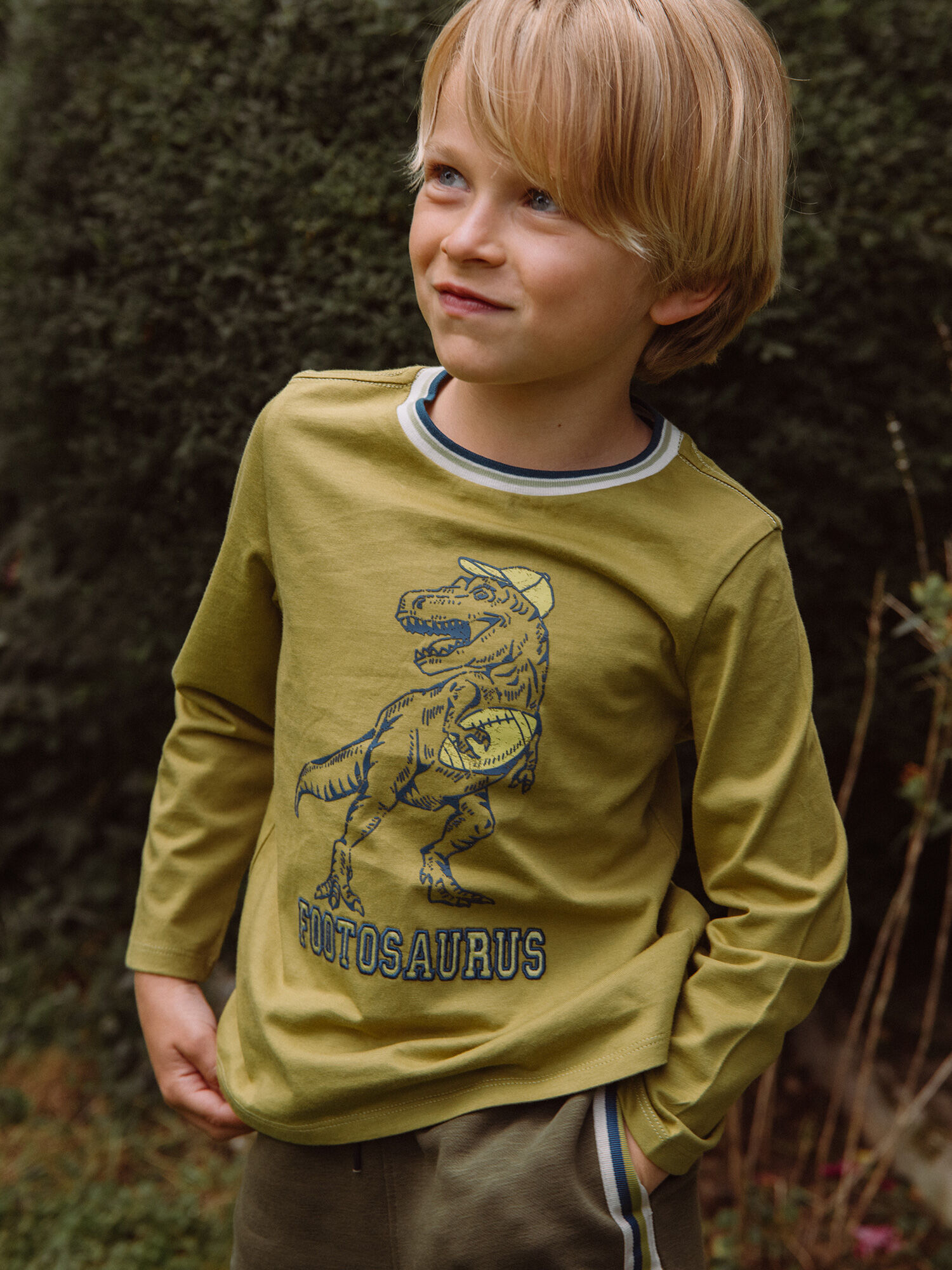 T shirt jaune moutarde motif dinosaure Gar on Sergent Major