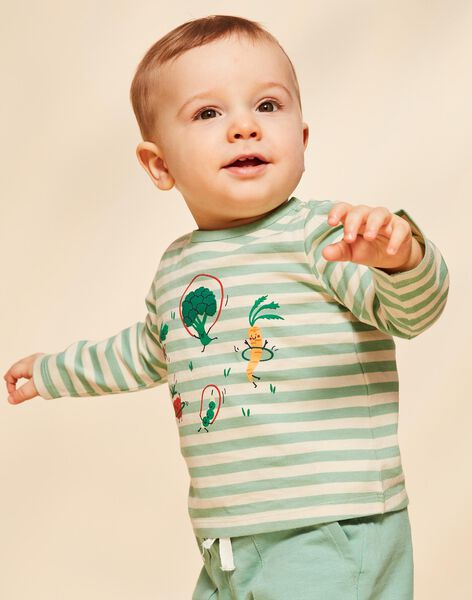 T-shirt vanille à rayures et légumes FACLEM / 23E1BGB1TML611