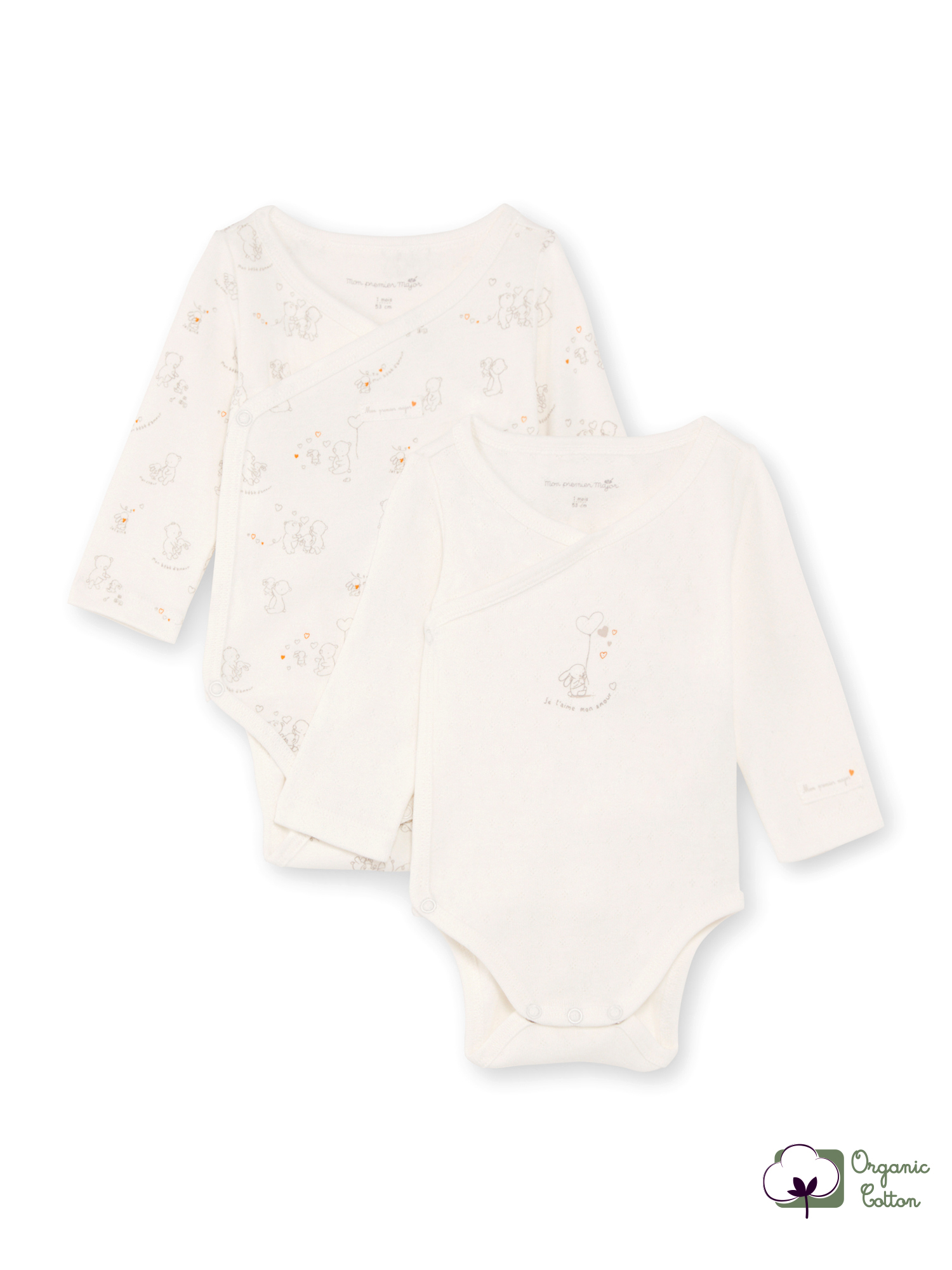 2 bodys blancs naissance mixte