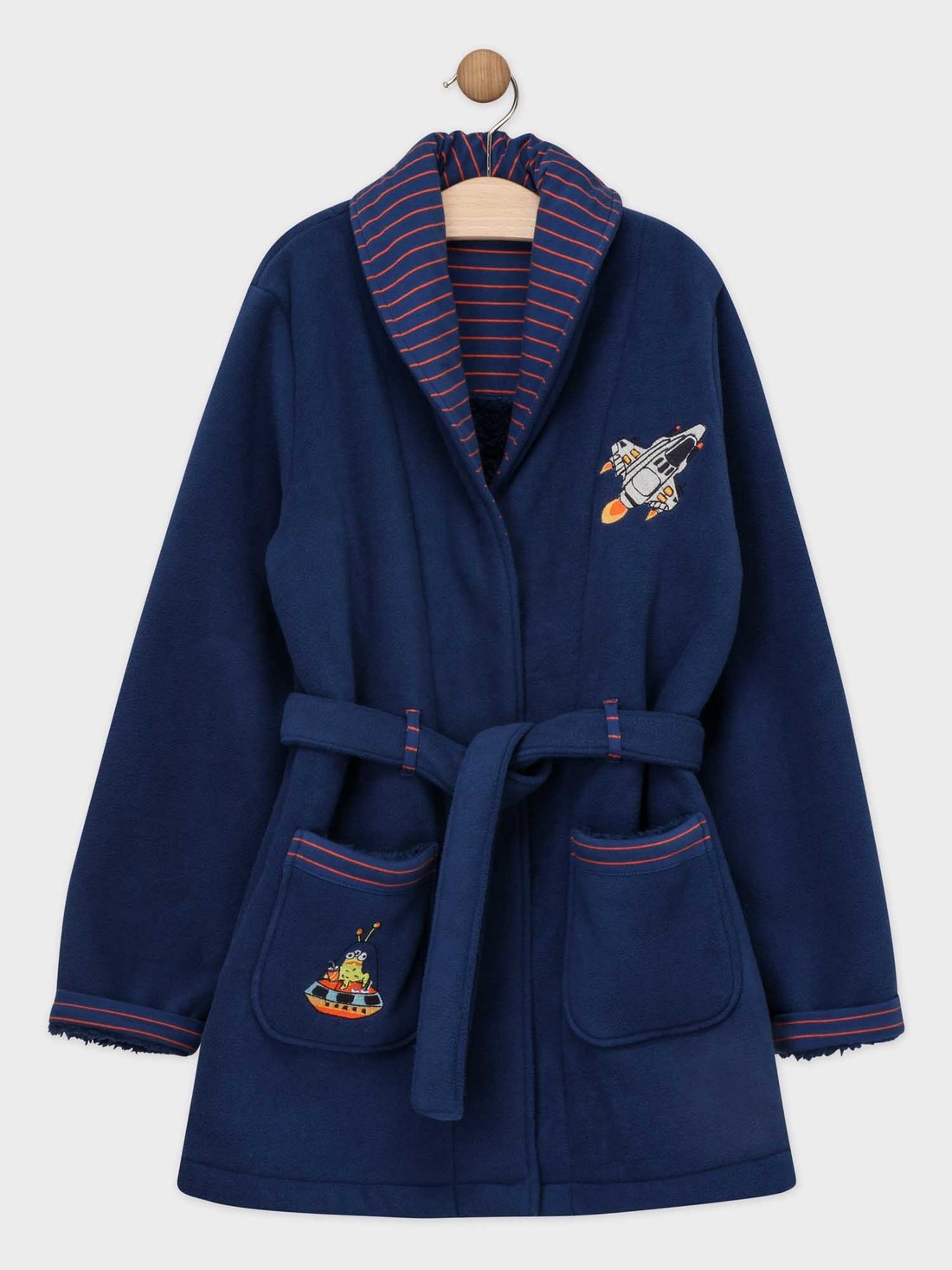 Robe de chambre bleu nuit en fausse fourrure petit garçon