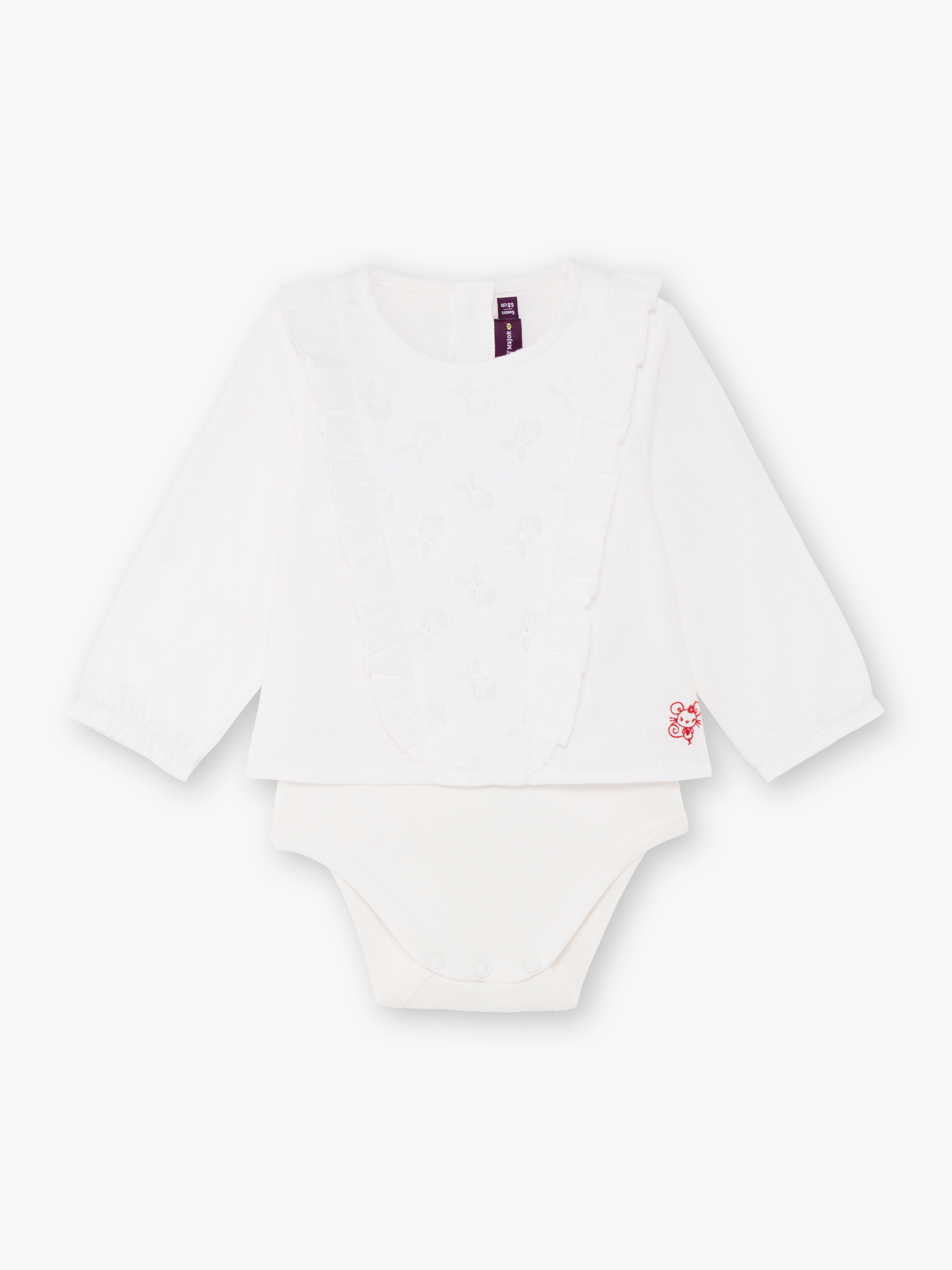 Body manches longues écru à volants bébé fille