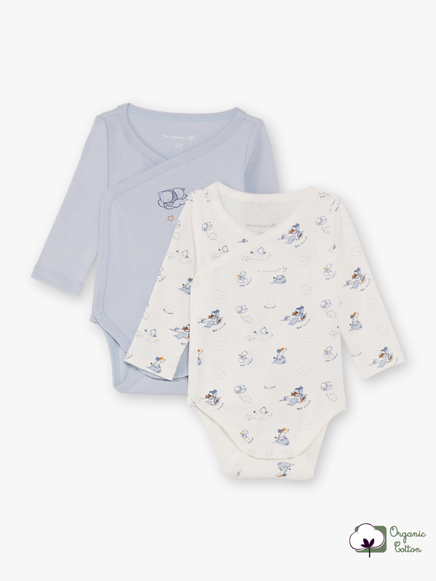 2 bodys blanc et ciel naissance garçon