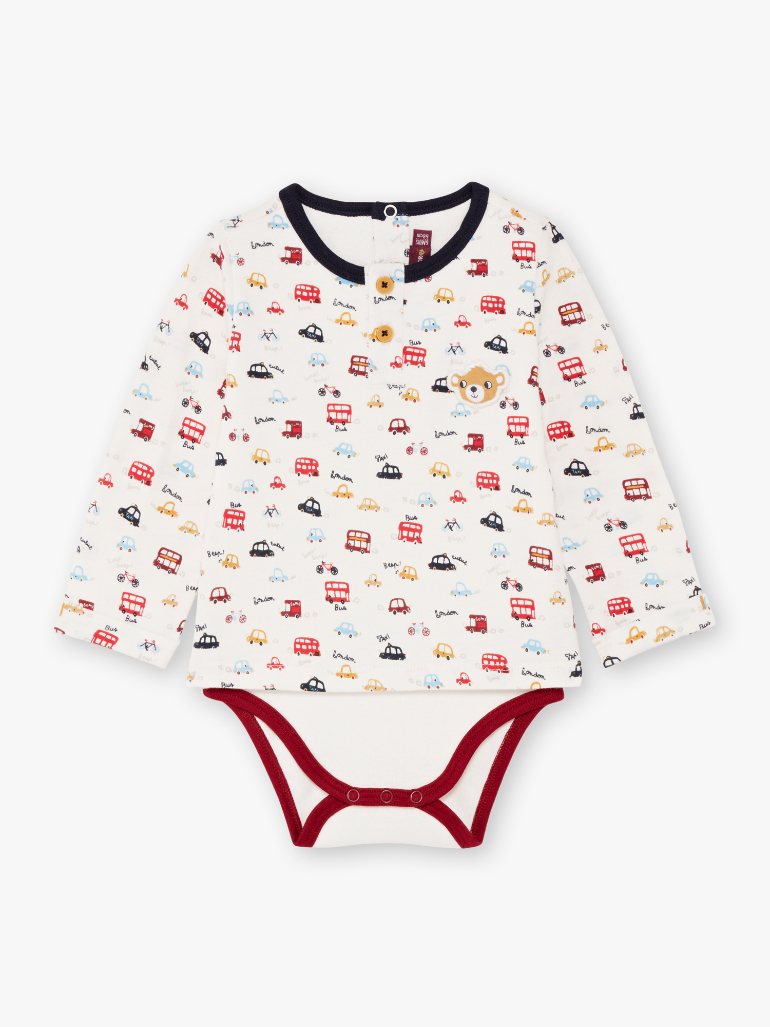 Body manches longues imprimé Londres bébé garçon