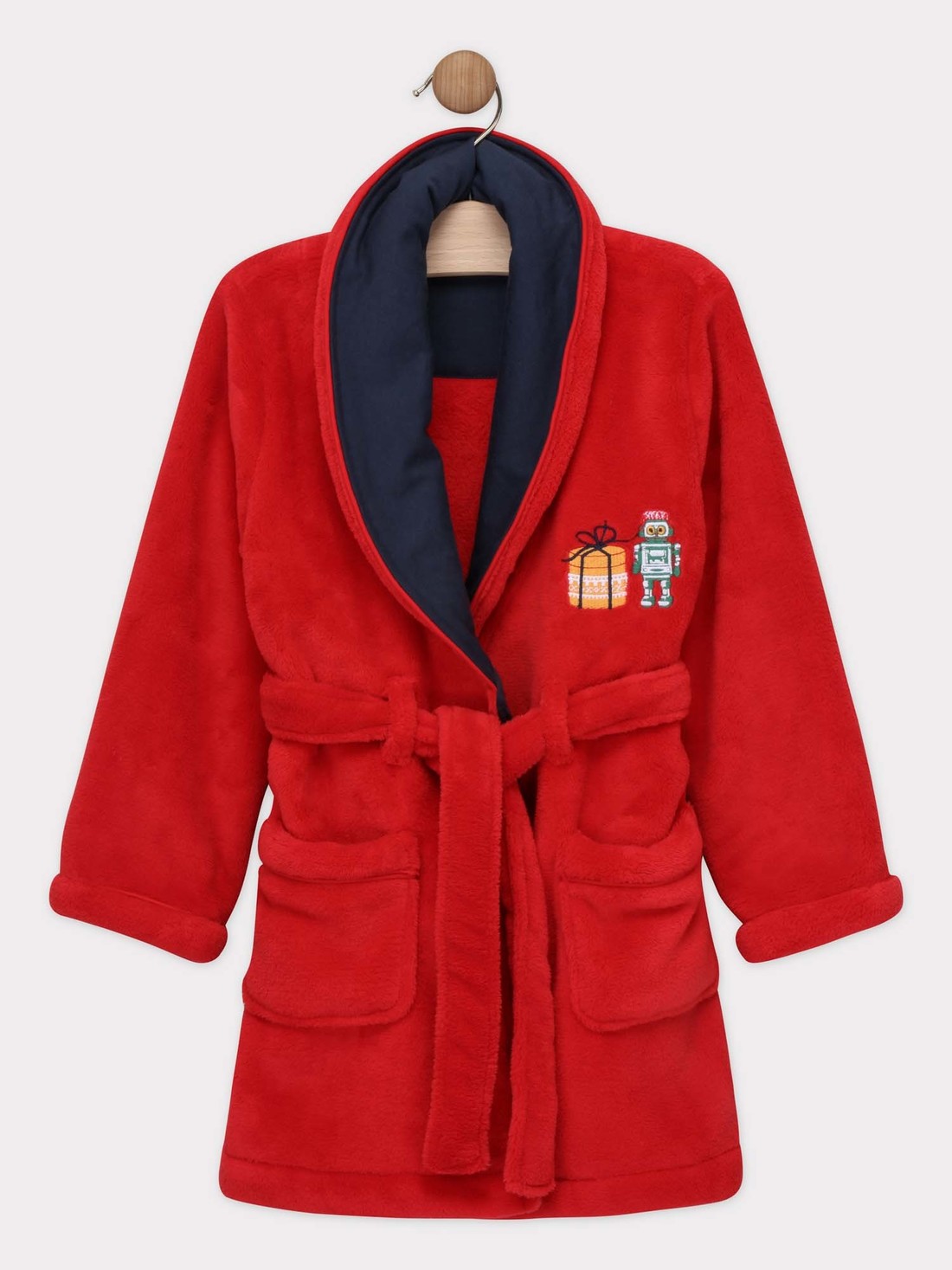 Robe de chambre en fausse fourrure rouge petit garçon