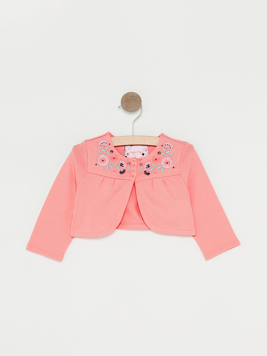 Cardigan rose brodé bébé fille