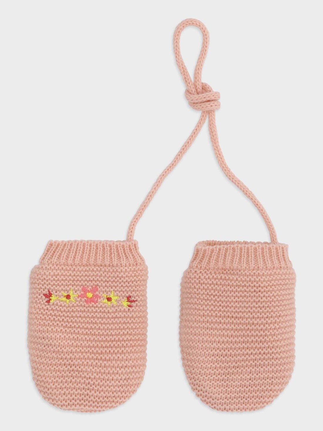 Moufles rose point mousse bébé fille