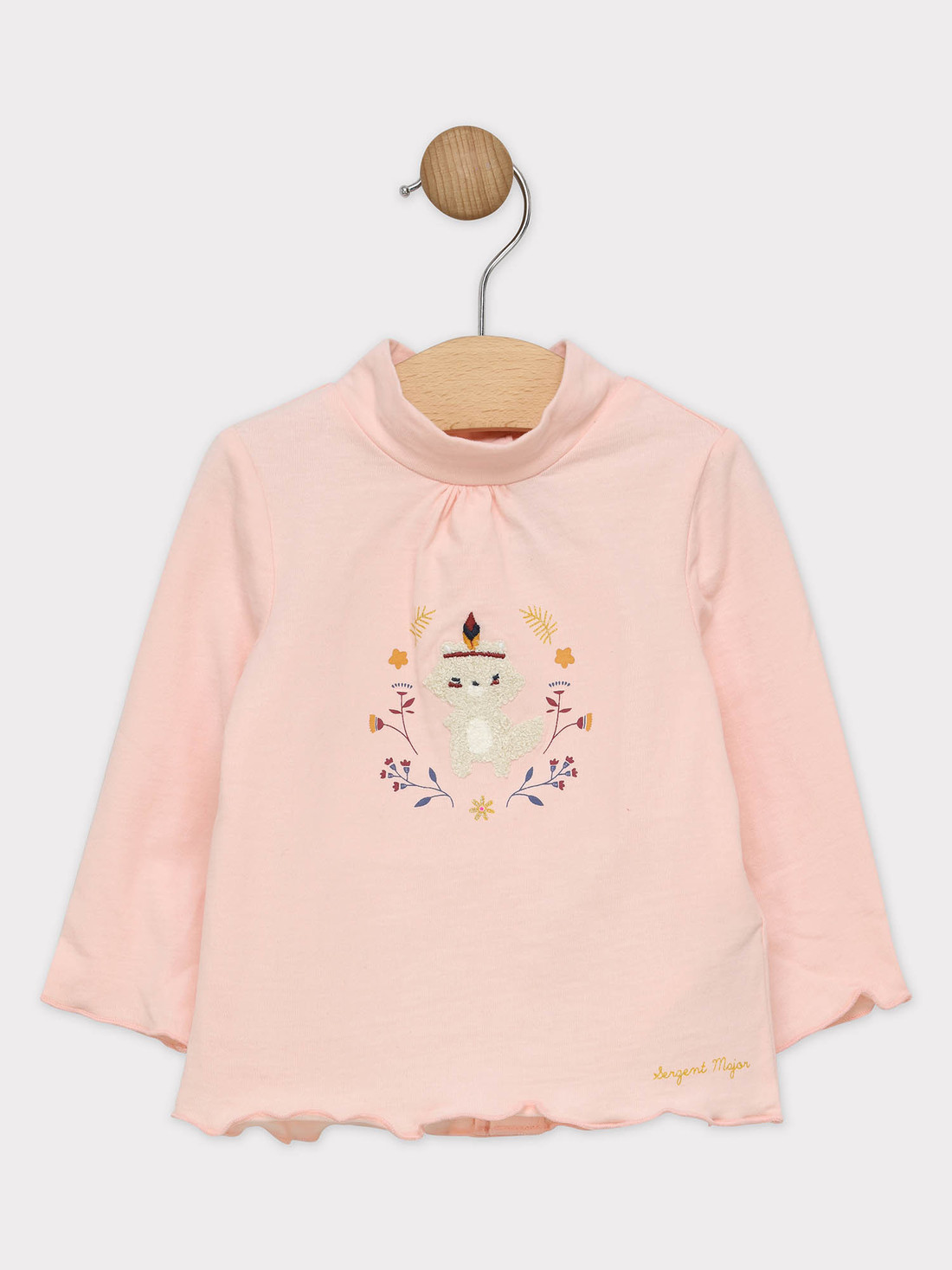 Col roulé rose bébé fille