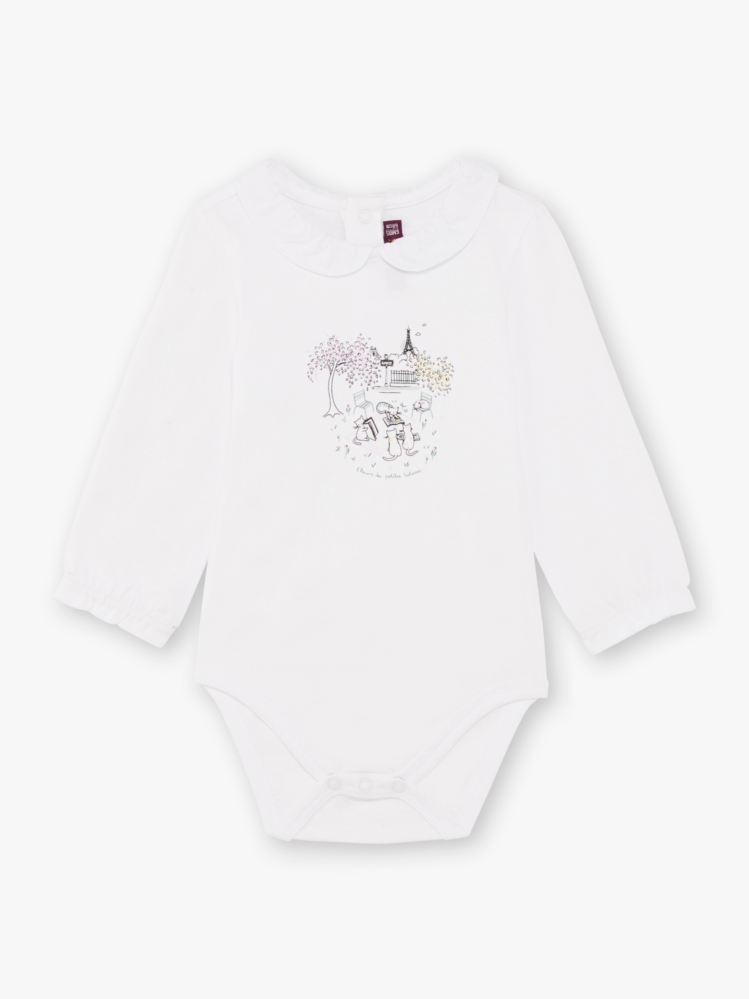 Body écru et bleu à rayures bébé fille