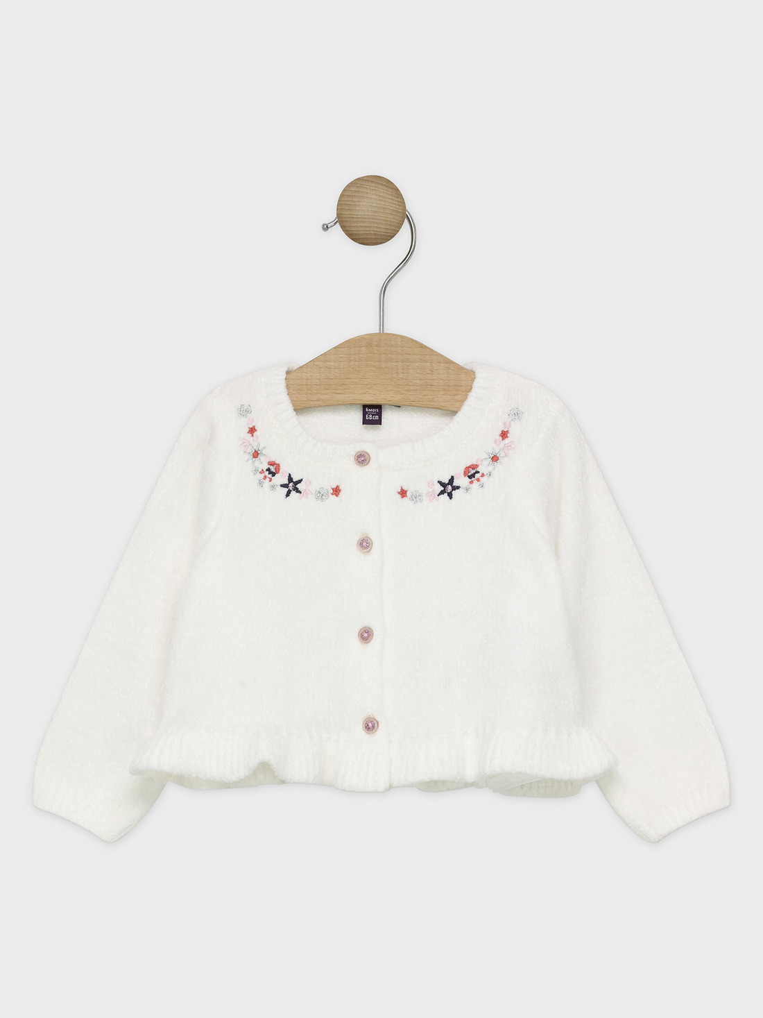 Cardigan en maille chenille écru bébé fille