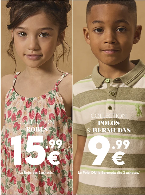 Sergent Major : 15.99€ la robe dès 2 achetées et 9.99€ le polo ou le bermuda dès 2 achetés
